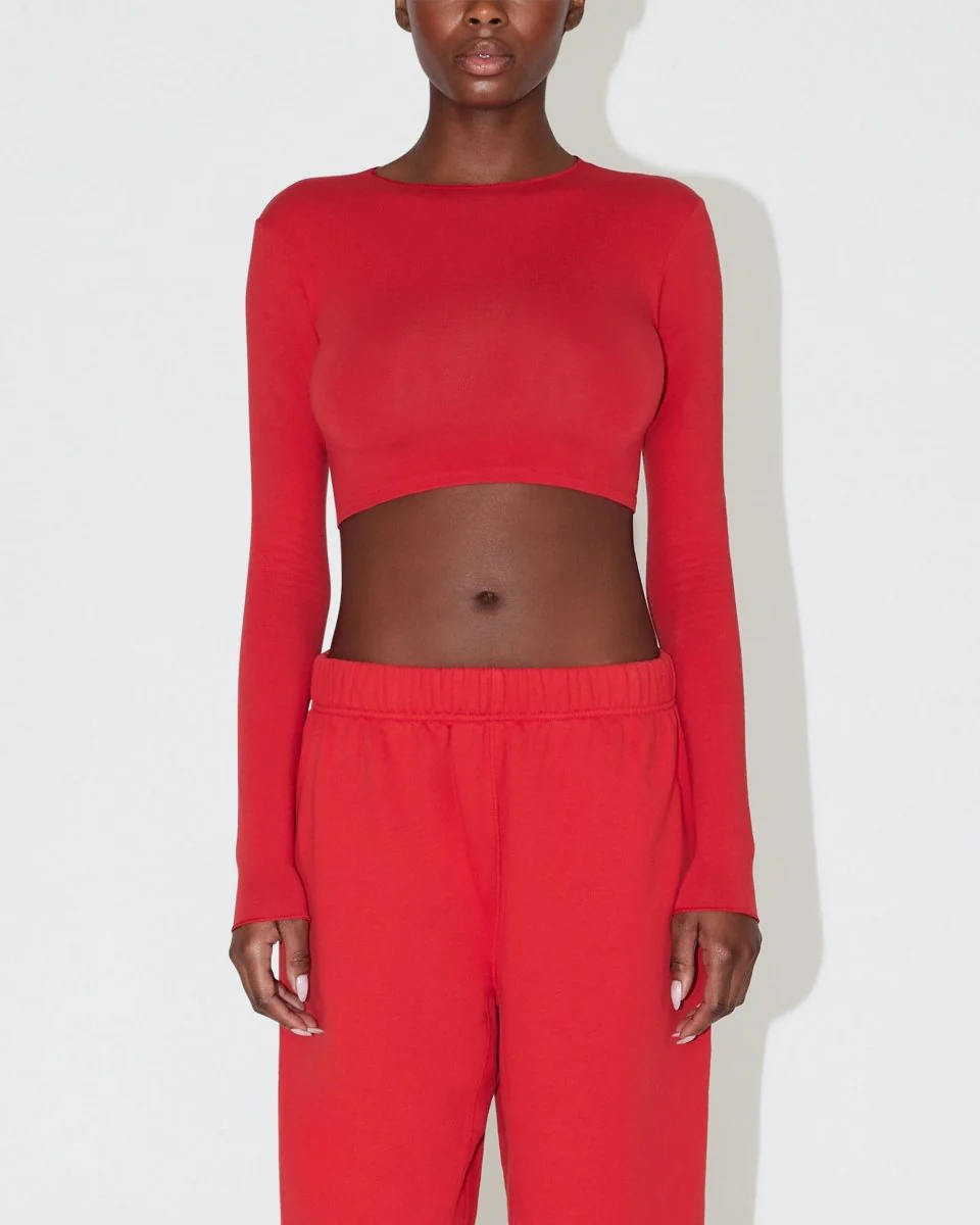 Long Sleeve Wrap Top | Red - Image 4