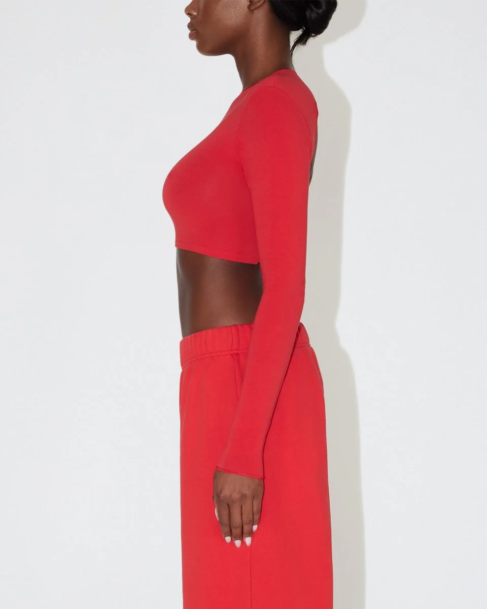 Long Sleeve Wrap Top | Red - Image 5