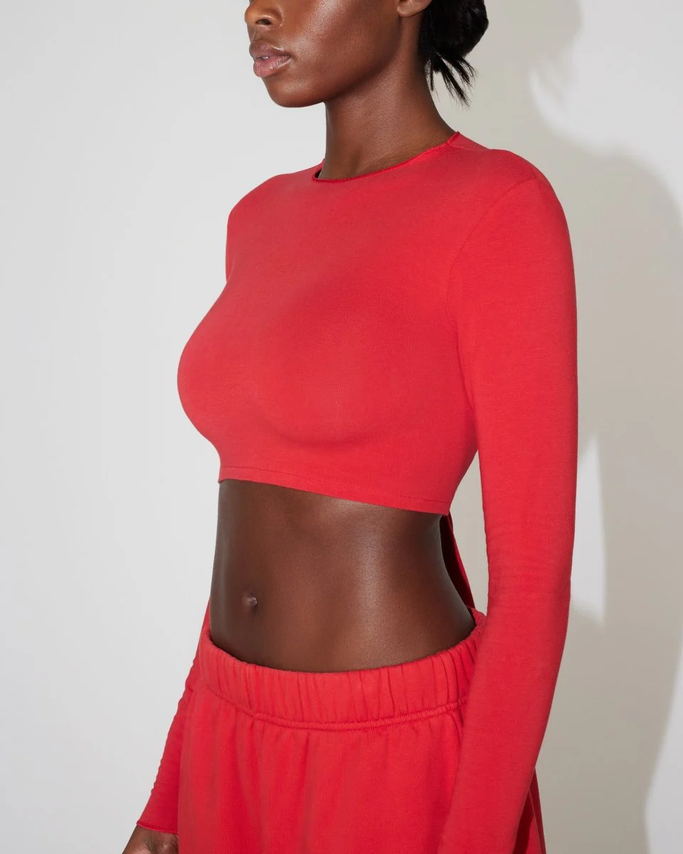Long Sleeve Wrap Top | Red - Image 6