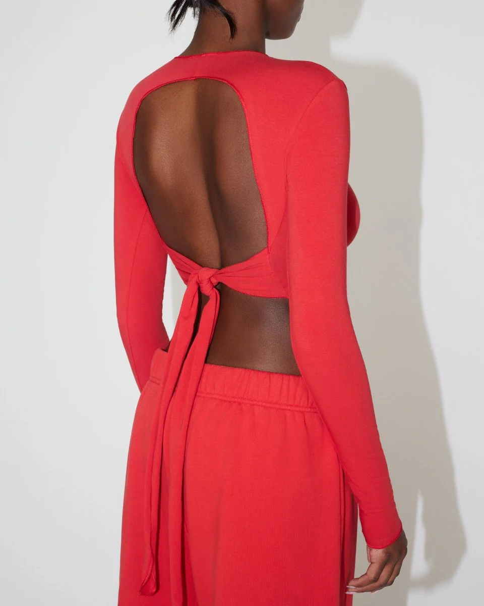 Long Sleeve Wrap Top | Red - Image 7