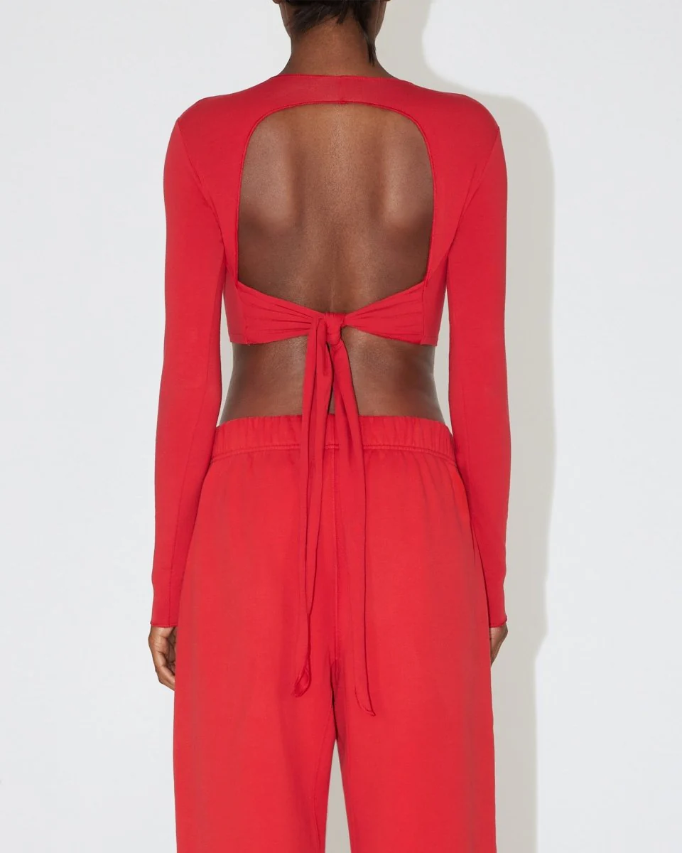 Long Sleeve Wrap Top | Red - Image 8