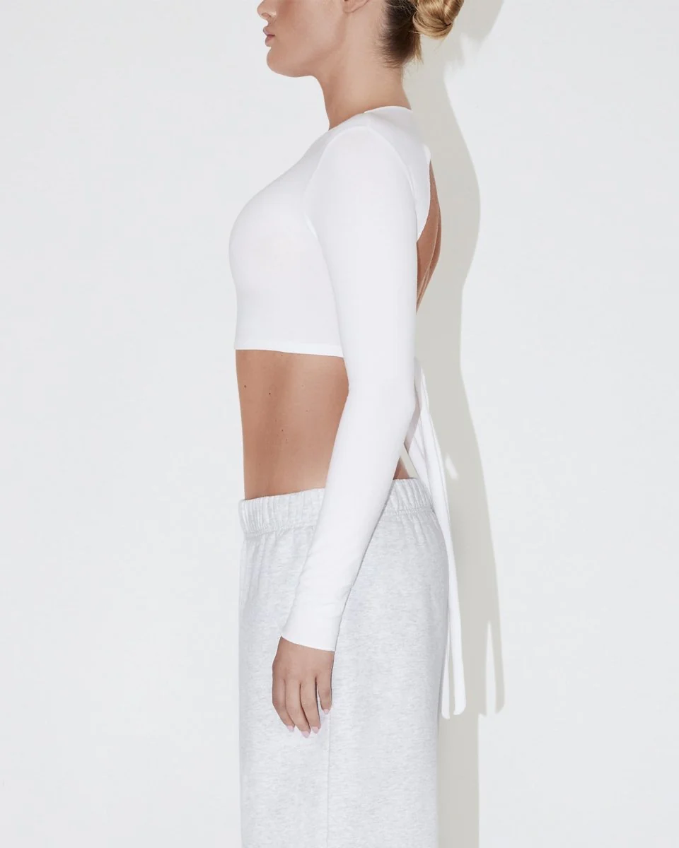 Long Sleeve Wrap Top | White - Image 3