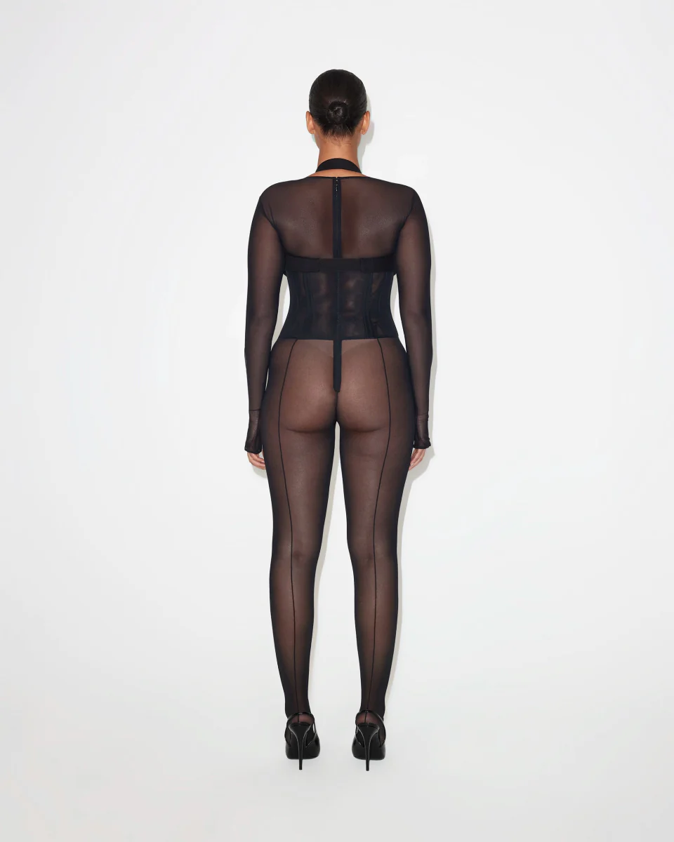 Mesh Corset Catsuit | Black - Image 6