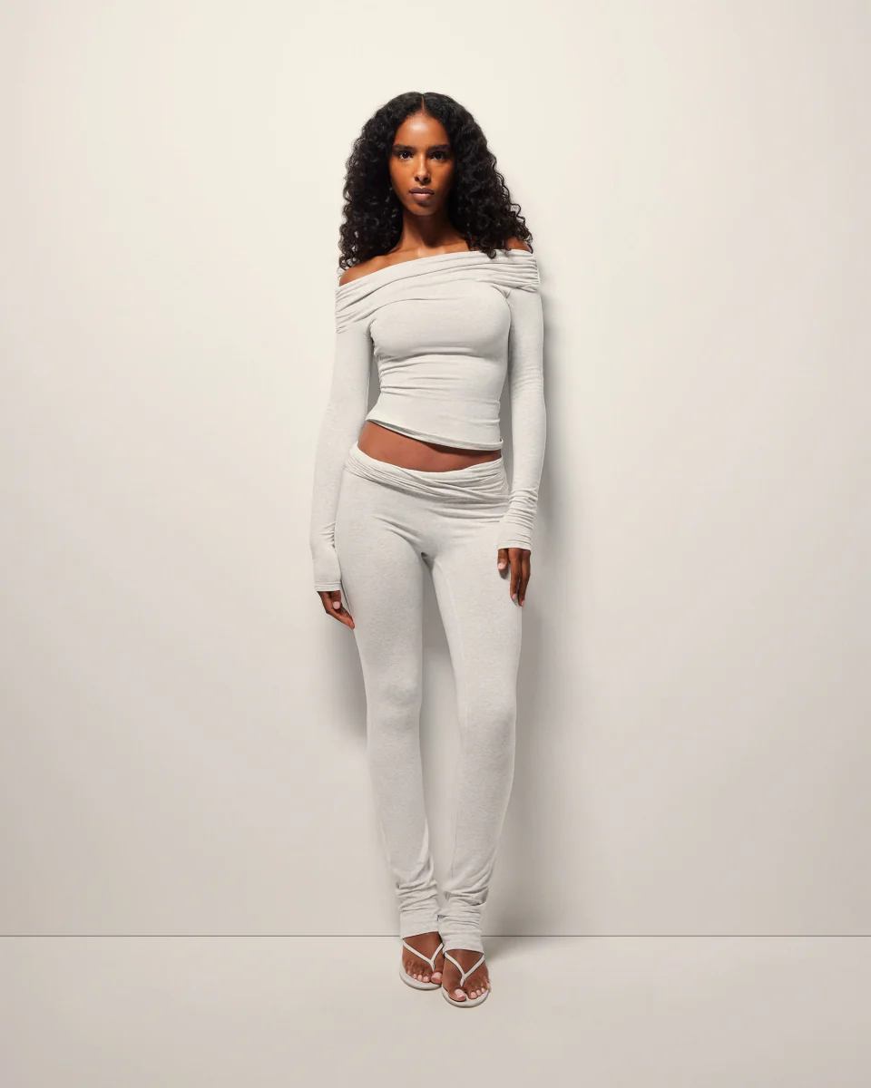 Off The Shoulder Long Sleeve | Heather Grey - Image 3