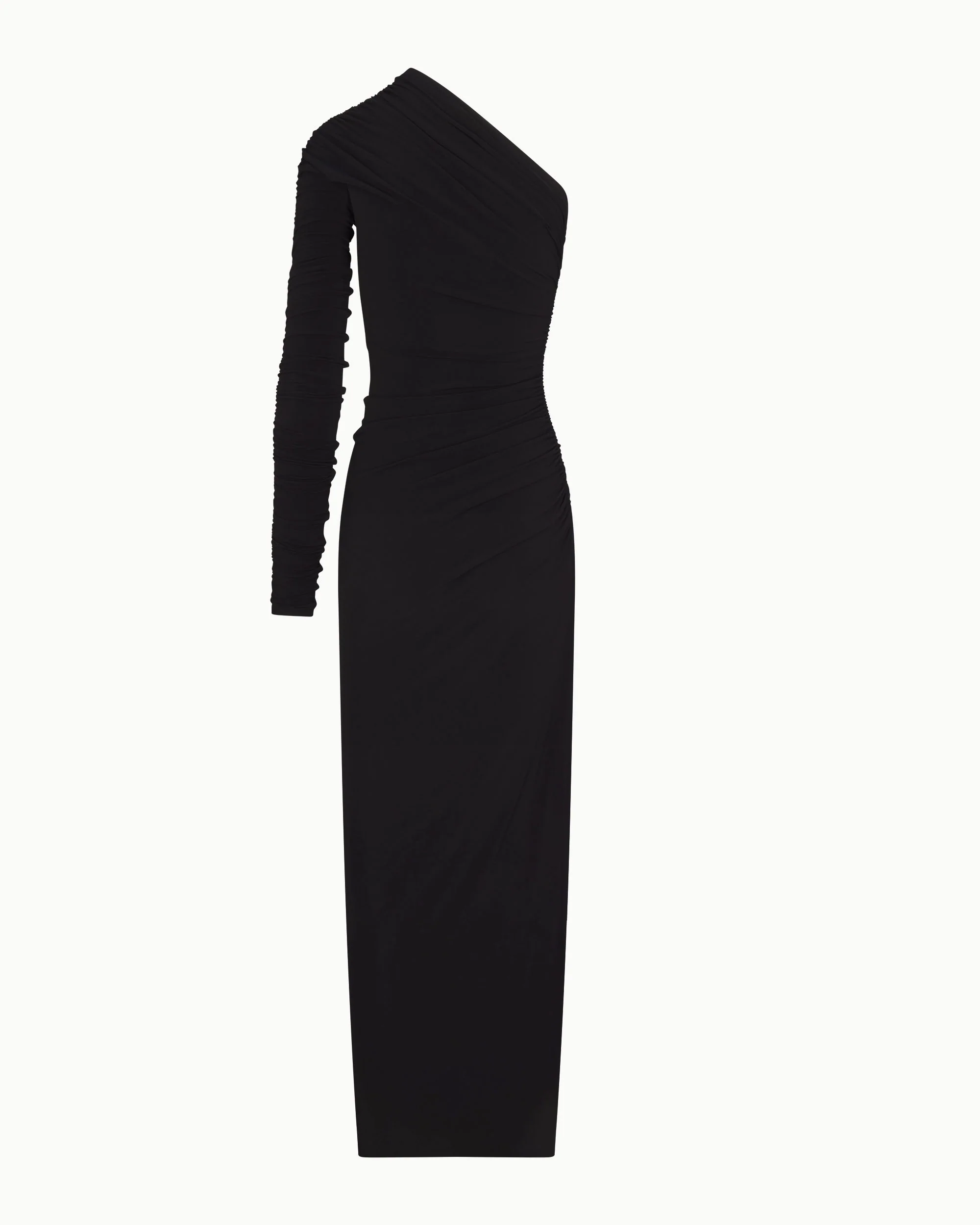 One Shoulder Ruched Gown | Black - Image 10