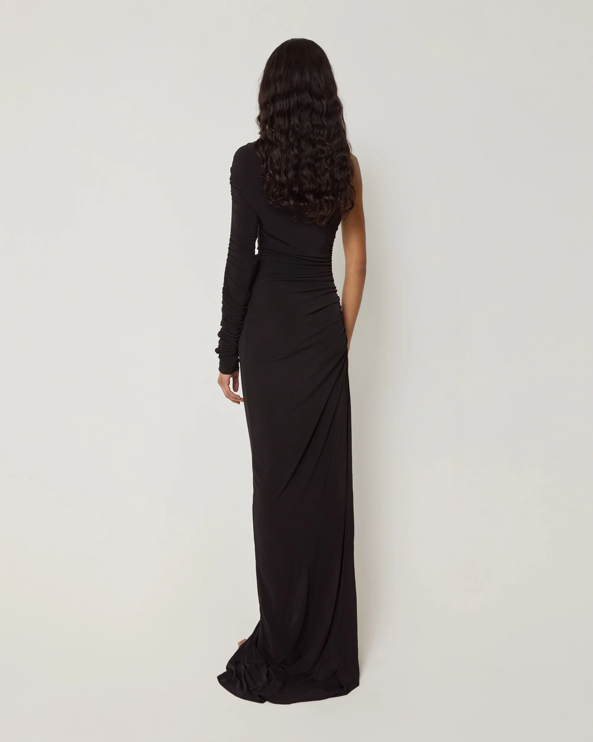 One Shoulder Ruched Gown | Black - Image 5