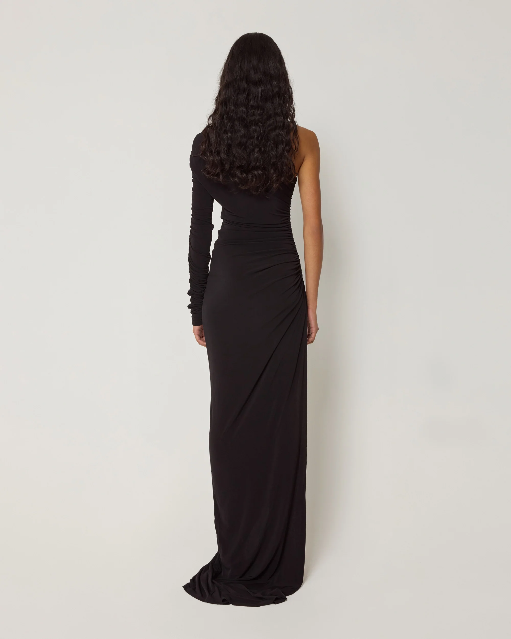 One Shoulder Ruched Gown | Black - Image 6