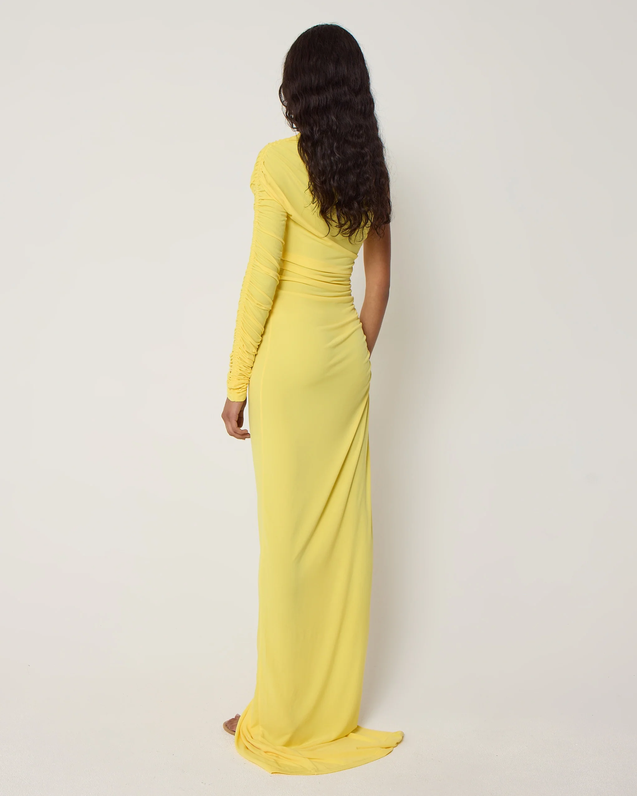 One Shoulder Ruched Gown | Golden - Image 5