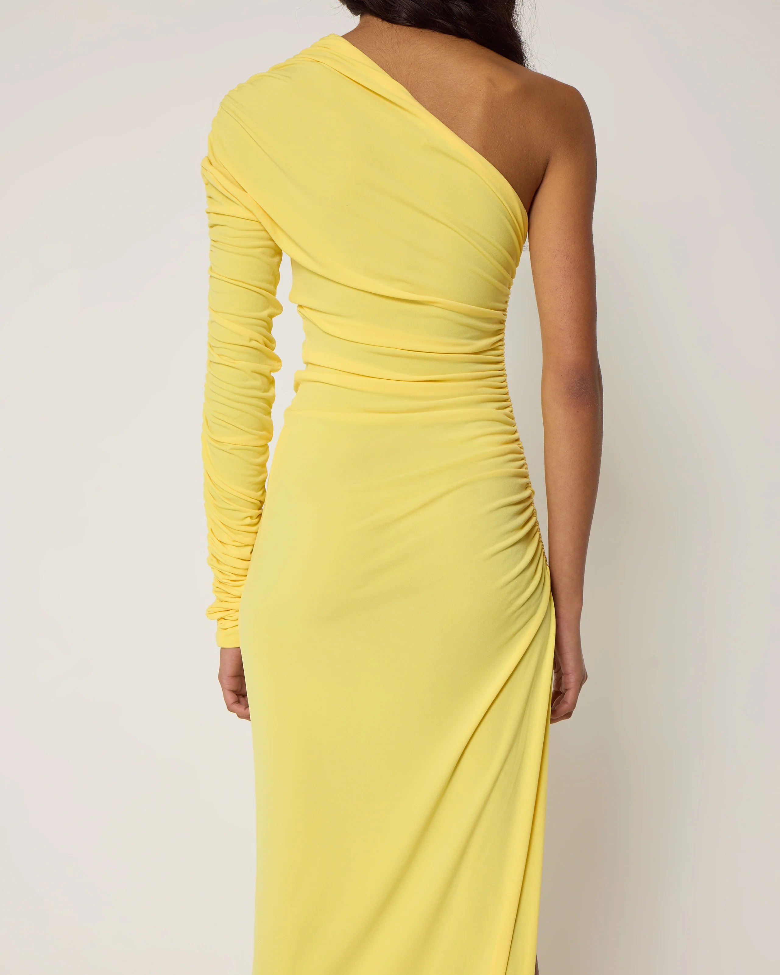One Shoulder Ruched Gown | Golden - Image 8