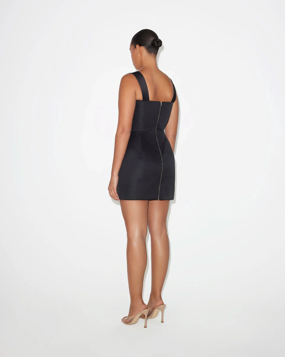 Satin Corset Mini Dress | Black - Image 5