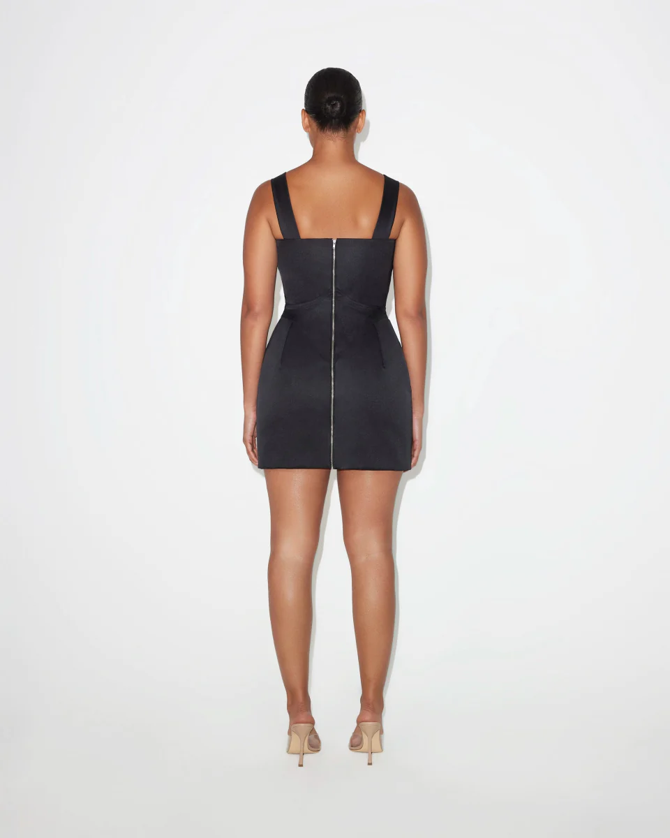 Satin Corset Mini Dress | Black - Image 6