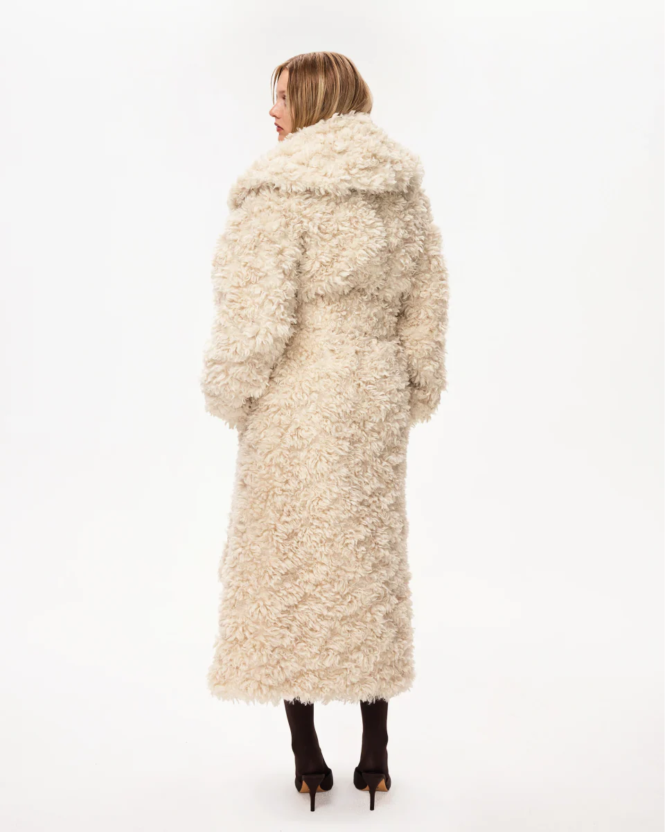 Shaggy Faux Fur Oversized Coat | Cream - Image 5