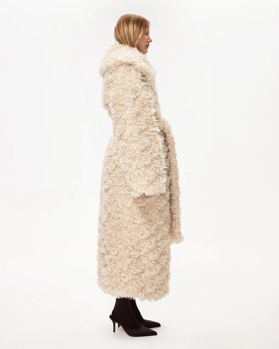 Shaggy Faux Fur Oversized Coat | Cream - Image 6