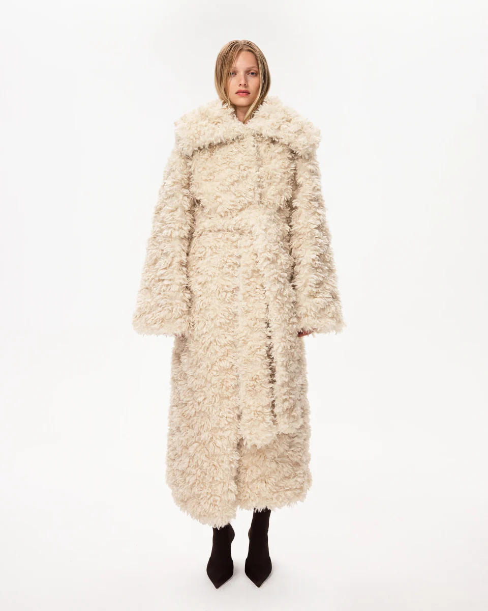Shaggy Faux Fur Oversized Coat | Cream - Image 8