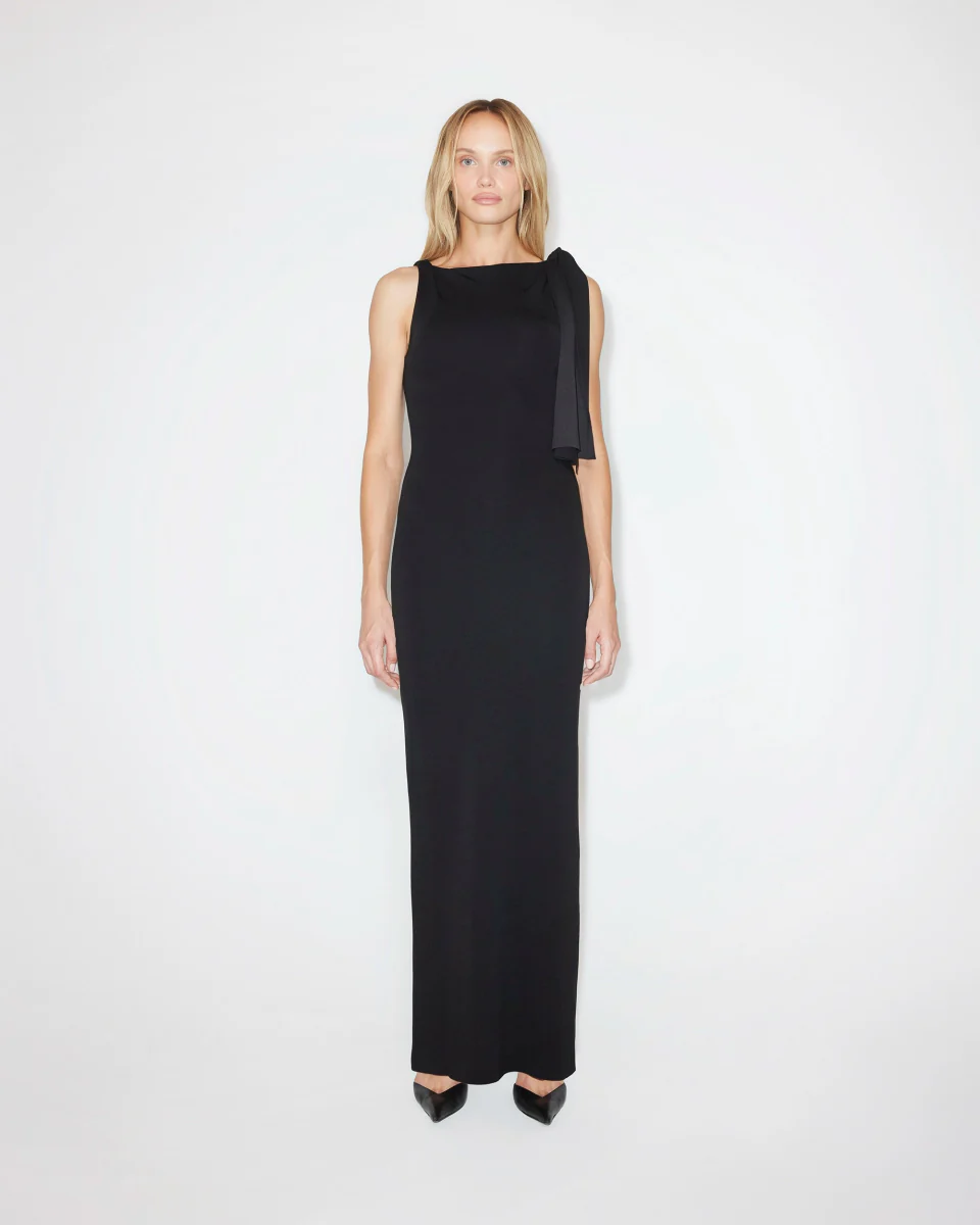 Sueded Stretch Knotted Maxi Dress | Black - Image 3