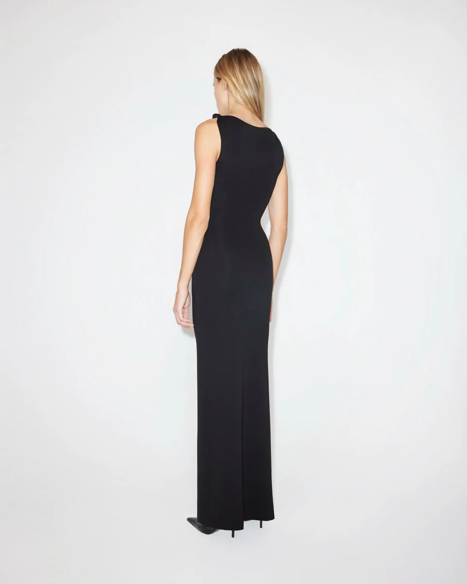 Sueded Stretch Knotted Maxi Dress | Black - Image 5