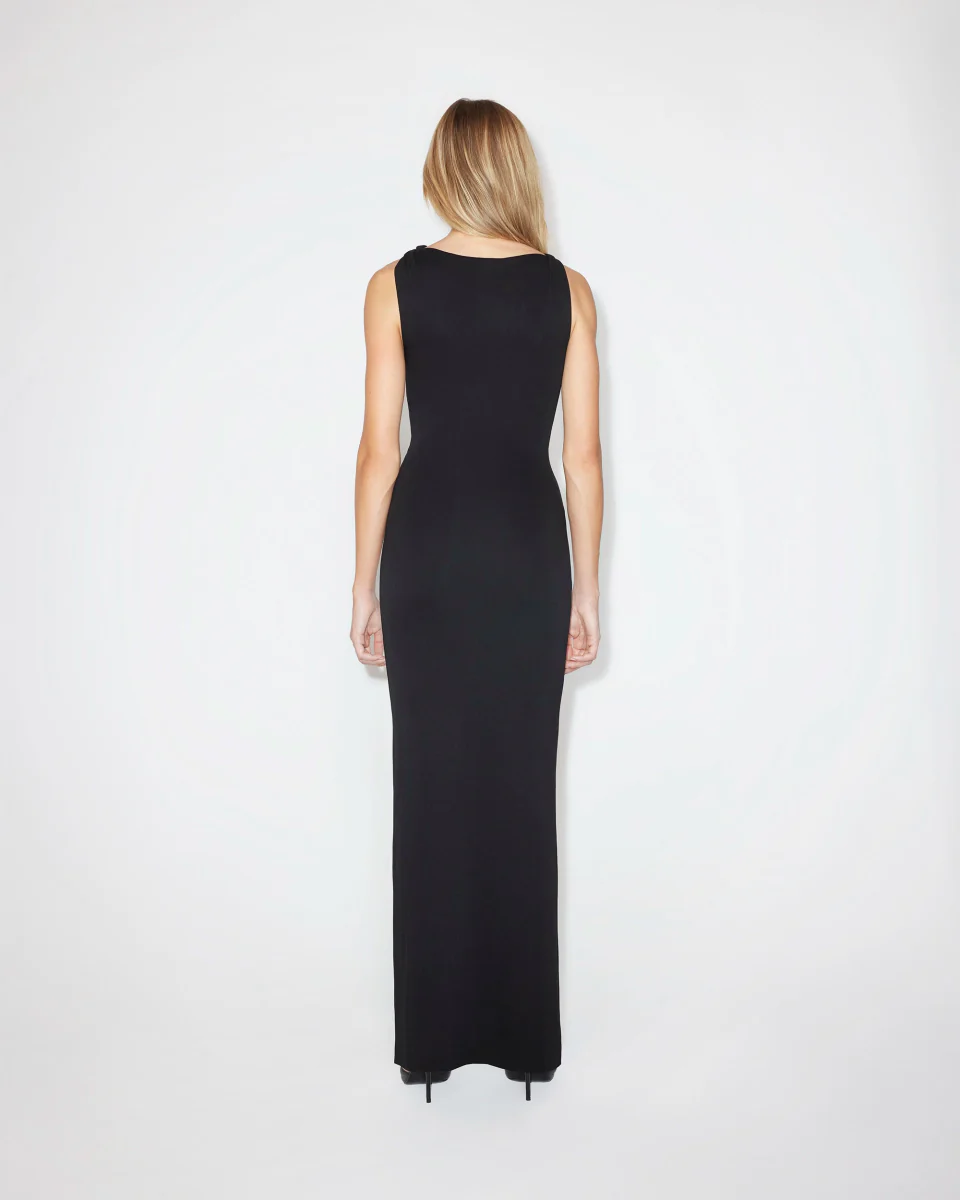 Sueded Stretch Knotted Maxi Dress | Black - Image 6