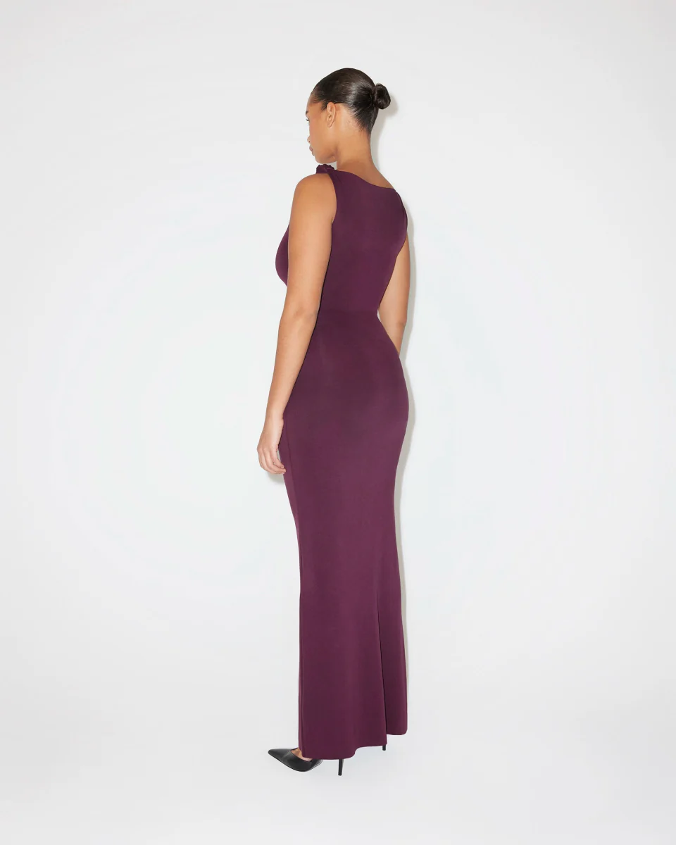 Sueded Stretch Knotted Maxi Dress | Black Cherry - Image 5