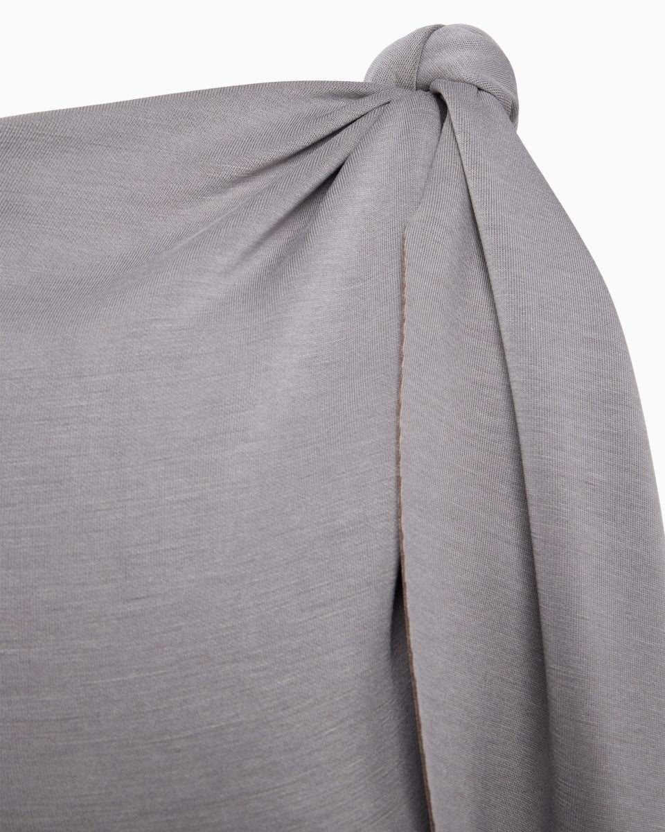 Sueded Stretch Knotted Maxi Dress | Steel Grey - Image 7