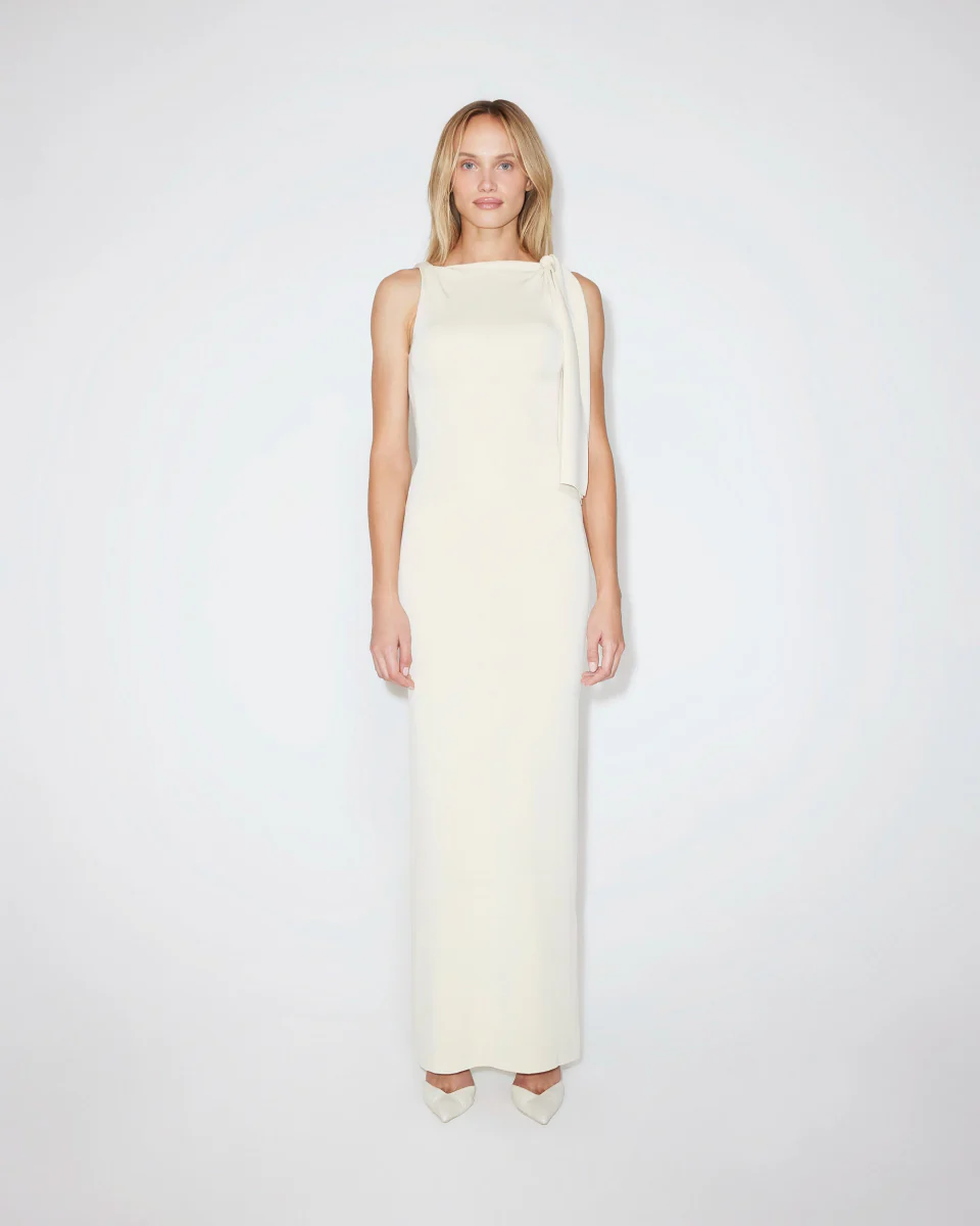 Sueded Stretch Knotted Maxi Dress | Stone - Image 4