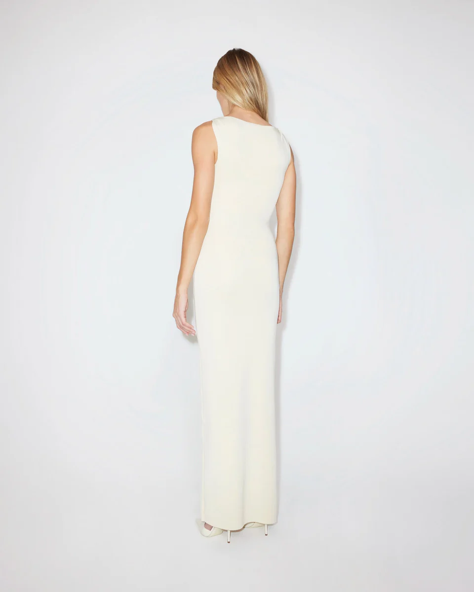 Sueded Stretch Knotted Maxi Dress | Stone - Image 6