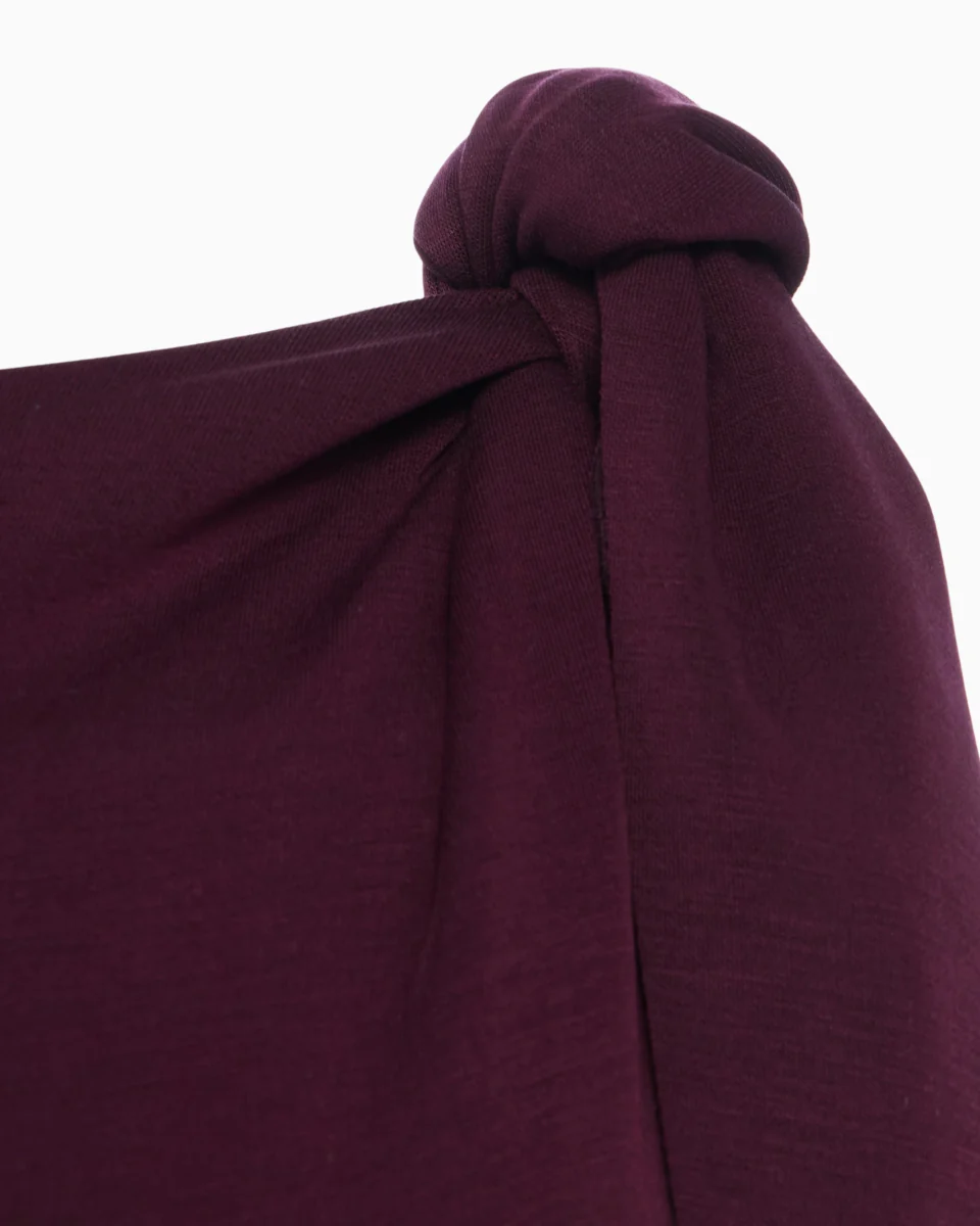 Sueded Stretch Knotted Mini Dress | Black Cherry - Image 7