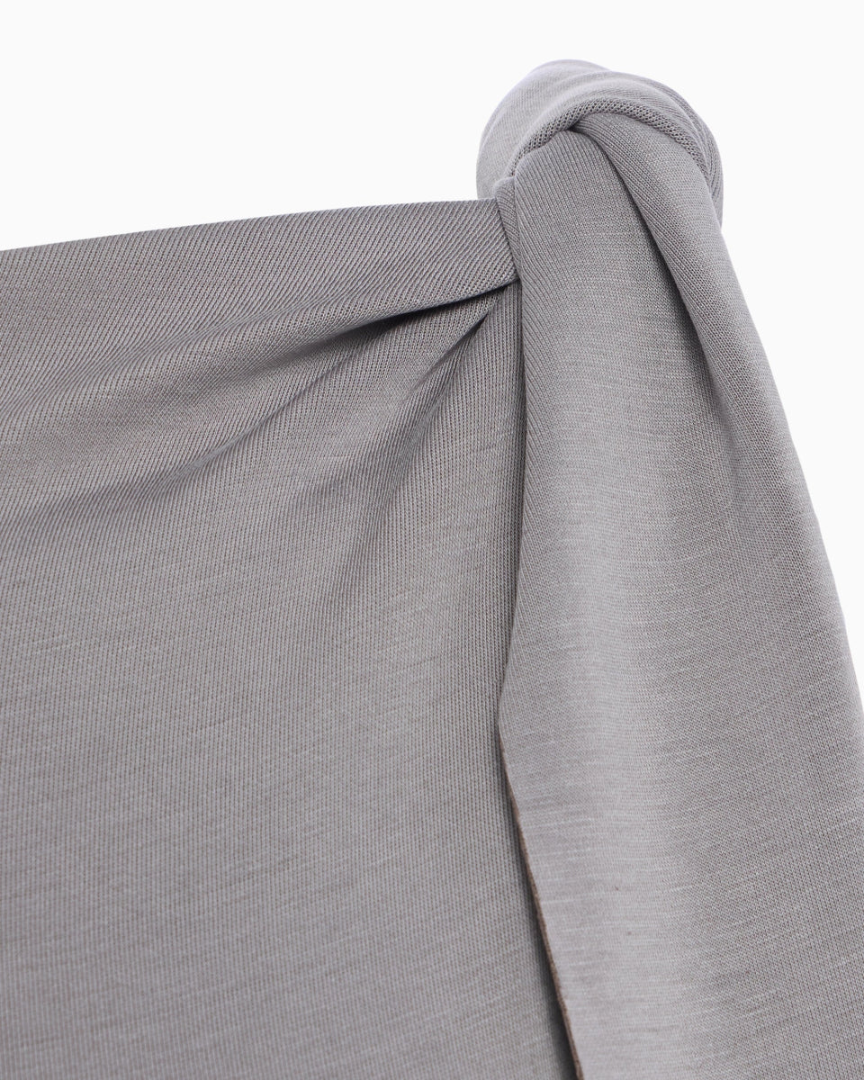 Sueded Stretch Knotted Mini Dress | Steel Grey - Image 8