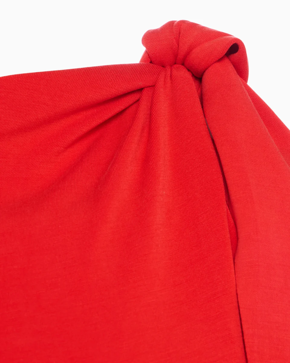 Sueded Stretch Knotted Mini Dress | Tomato - Image 7