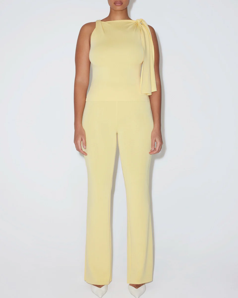 Sueded Stretch Knotted Top | Butter Yellow - Image 4