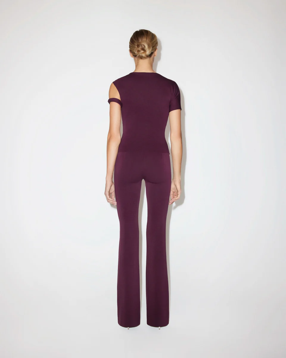 Sueded Stretch Low Rise Pant | Black Cherry - Image 11