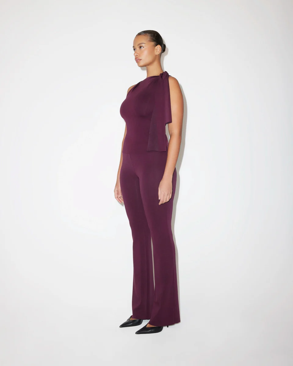 Sueded Stretch Low Rise Pant | Black Cherry - Image 4