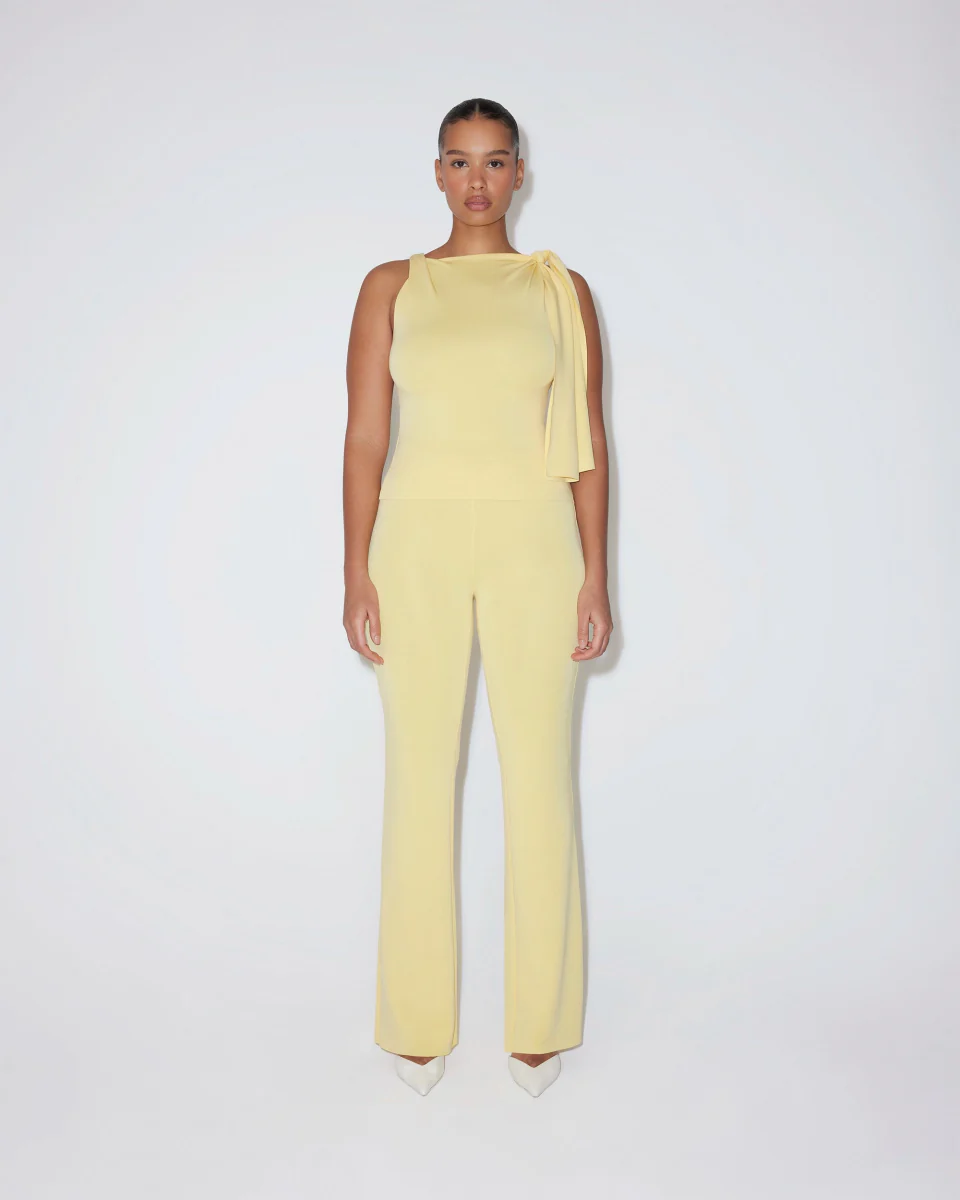 Sueded Stretch Low Rise Pant | Butter Yellow - Image 3