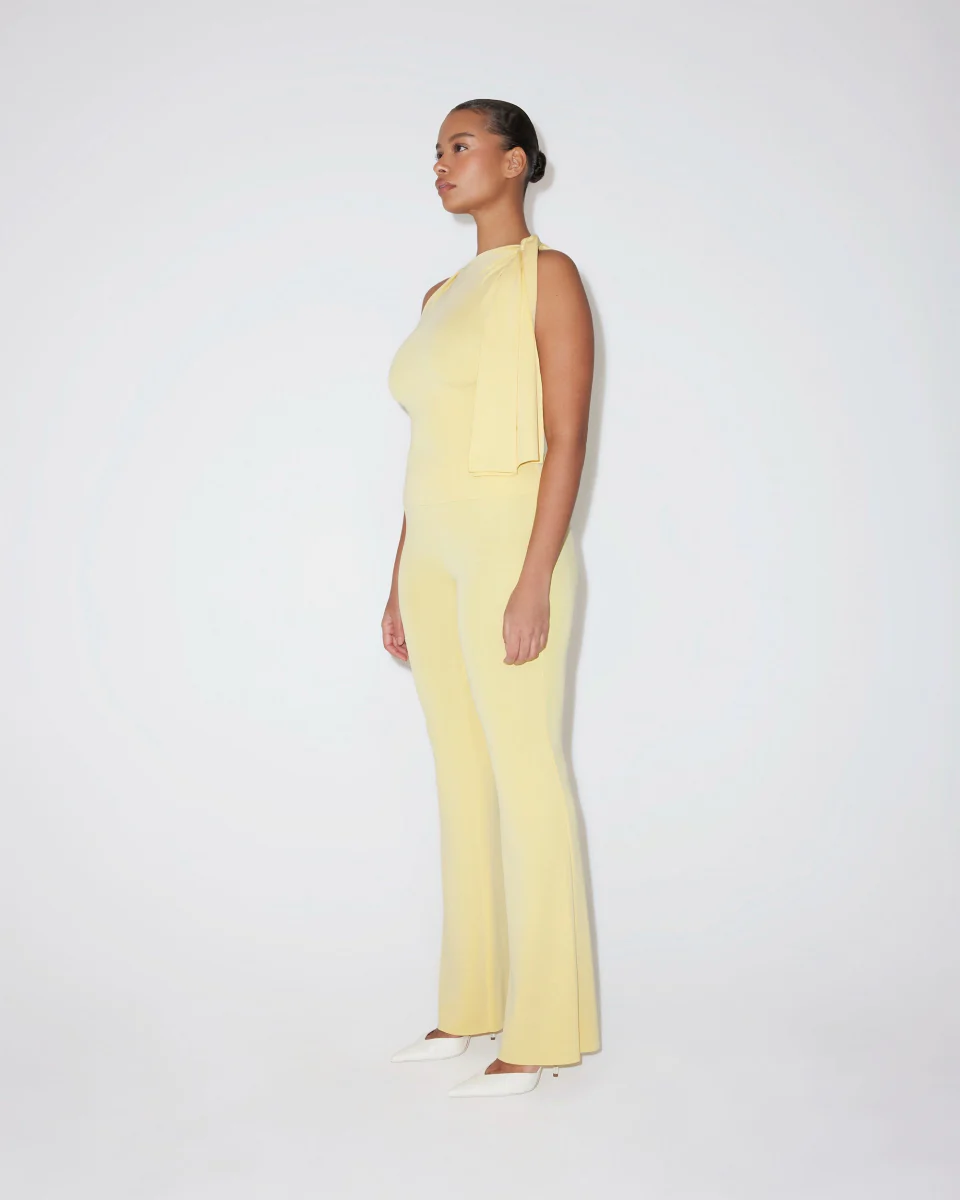 Sueded Stretch Low Rise Pant | Butter Yellow - Image 4