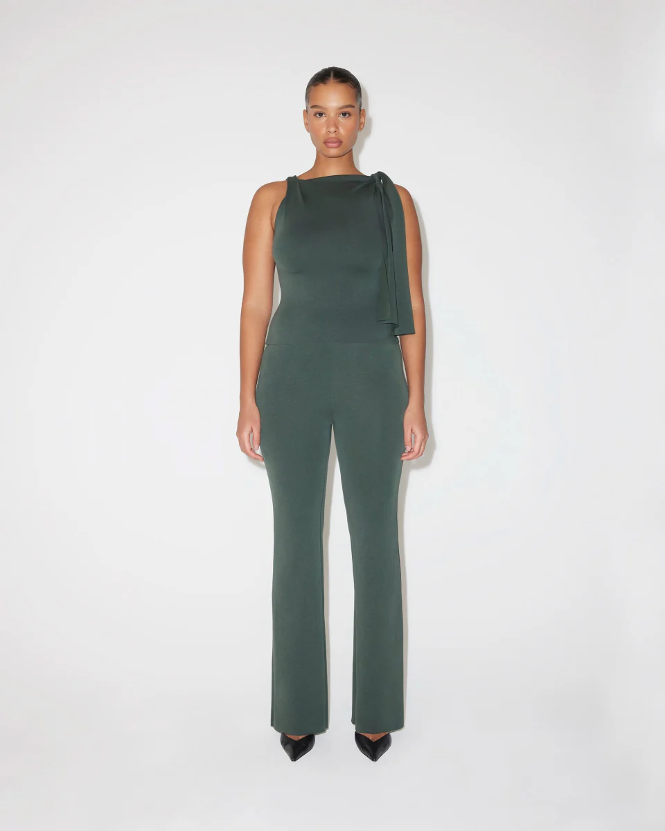 Sueded Stretch Low Rise Pant | Evergreen - Image 3