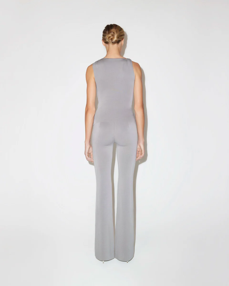 Sueded Stretch Low Rise Pant | Steel Grey - Image 11