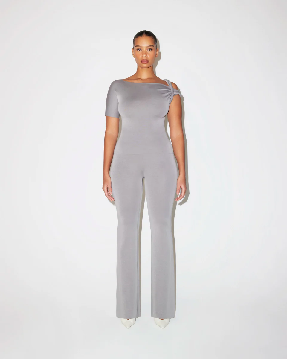 Sueded Stretch Low Rise Pant | Steel Grey - Image 3