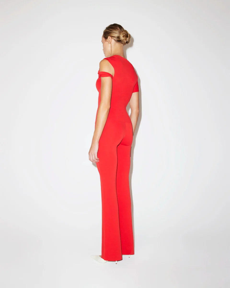 Sueded Stretch Low Rise Pant | Tomato - Image 10