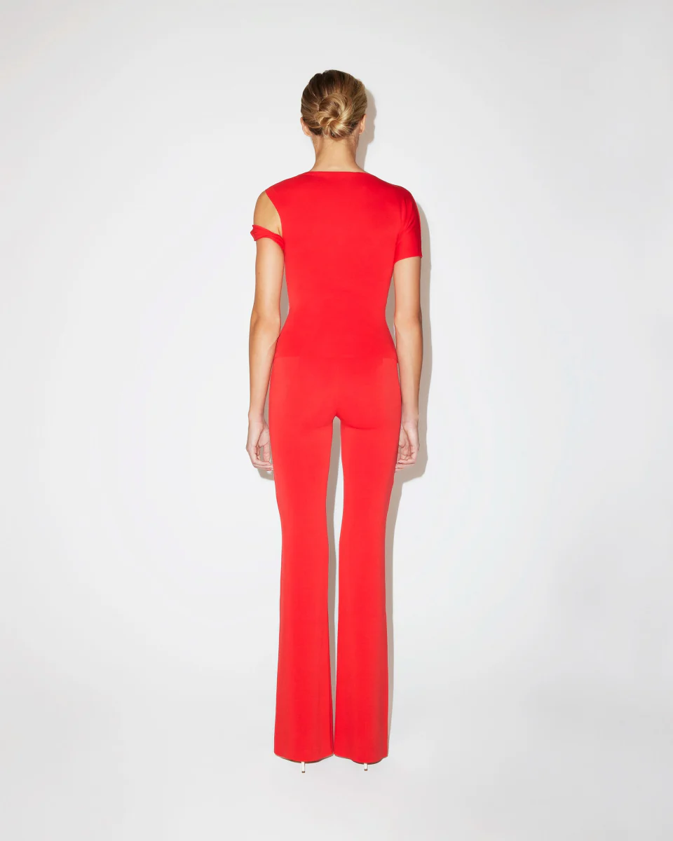 Sueded Stretch Low Rise Pant | Tomato - Image 11