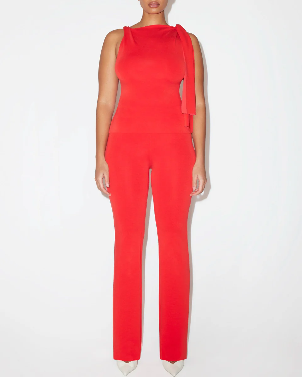 Sueded Stretch Low Rise Pant | Tomato - Image 3