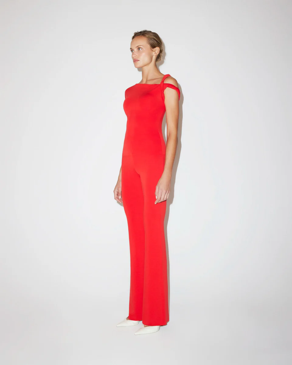 Sueded Stretch Low Rise Pant | Tomato - Image 9