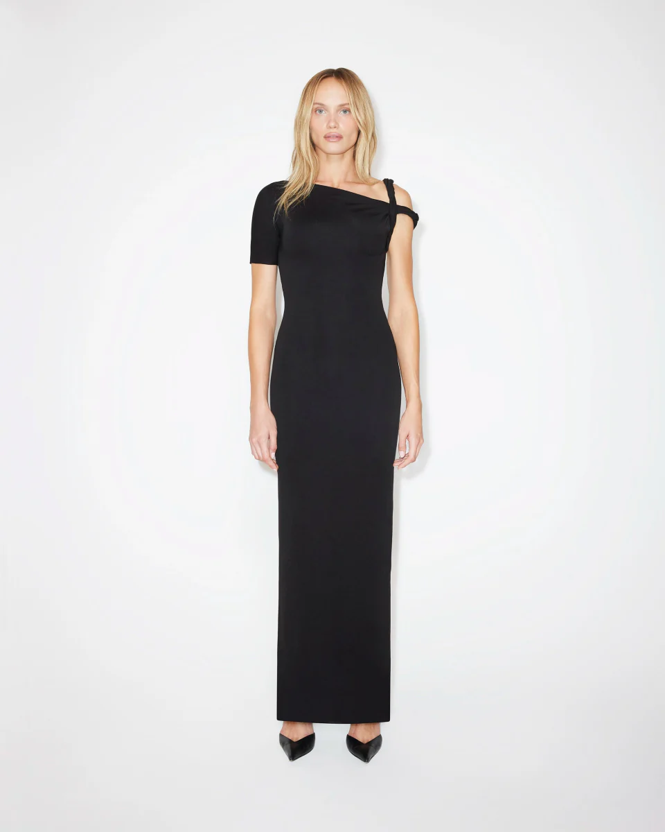 Sueded Stretch Twist Maxi Dress | Black - Image 3
