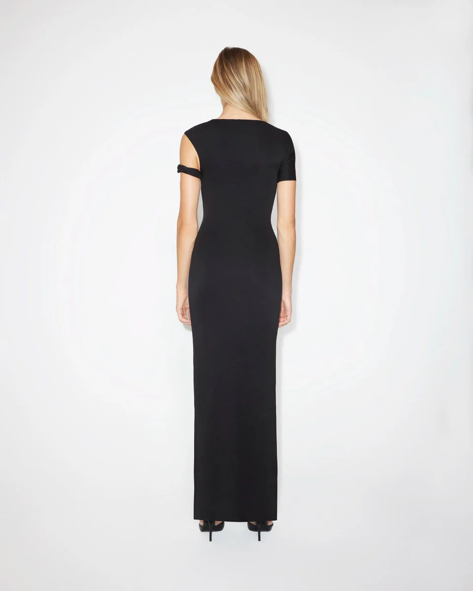 Sueded Stretch Twist Maxi Dress | Black - Image 6
