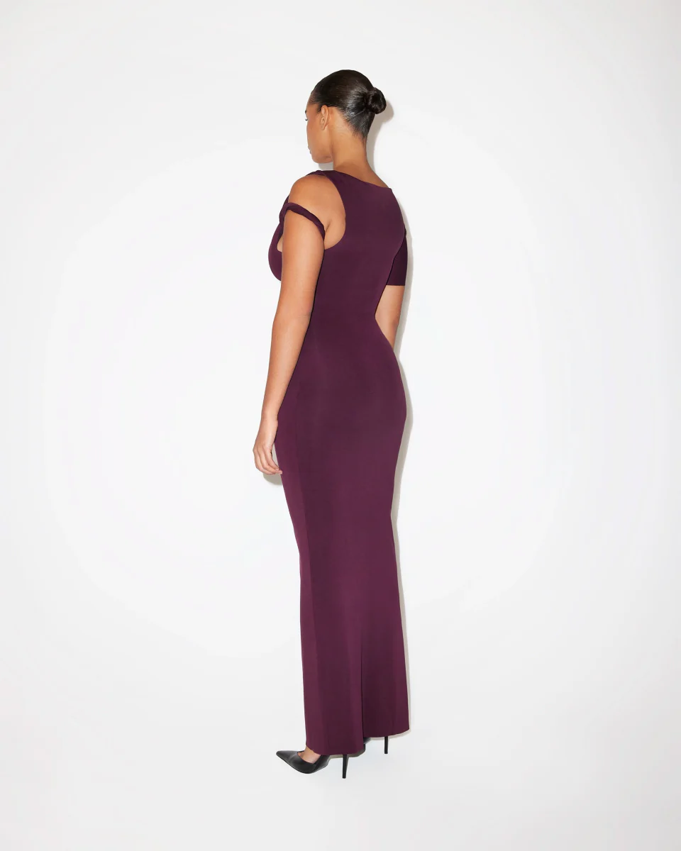 Sueded Stretch Twist Maxi Dress | Black Cherry - Image 5
