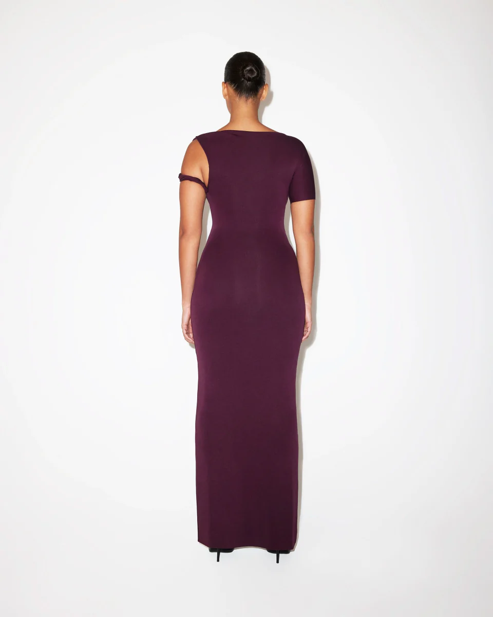 Sueded Stretch Twist Maxi Dress | Black Cherry - Image 6