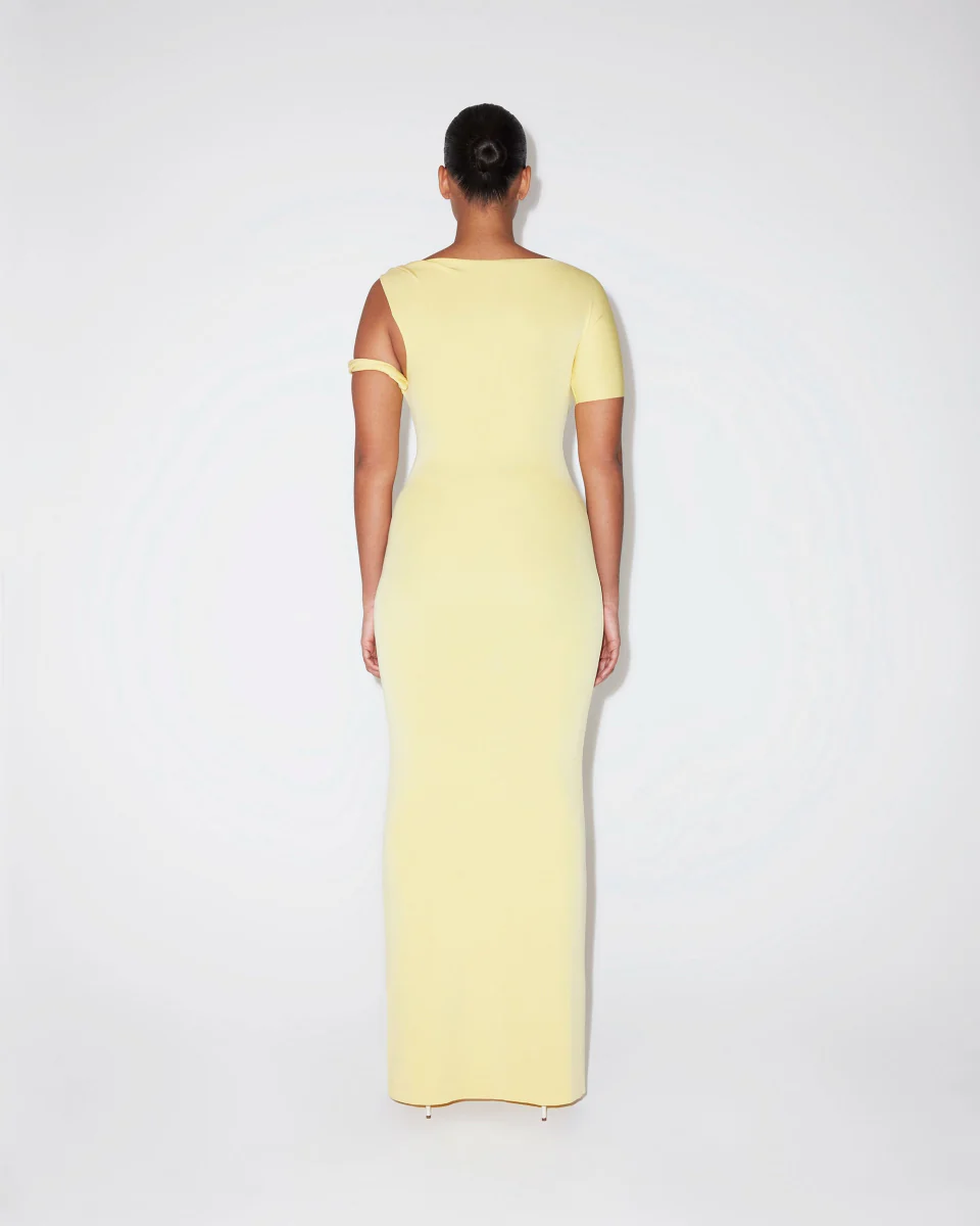 Sueded Stretch Twist Maxi Dress | Butter Yellow - Image 6
