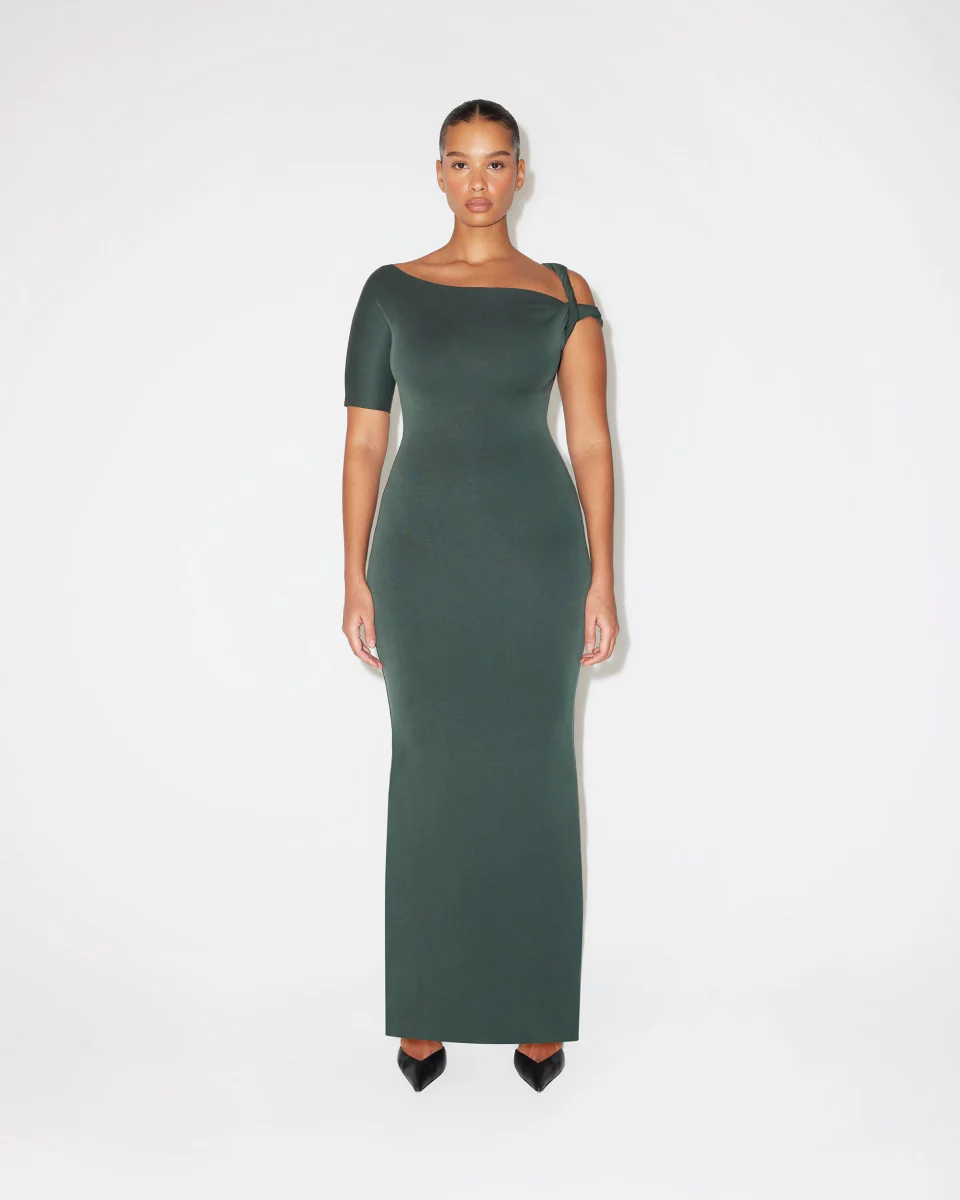Sueded Stretch Twist Maxi Dress | Evergreen - Image 3
