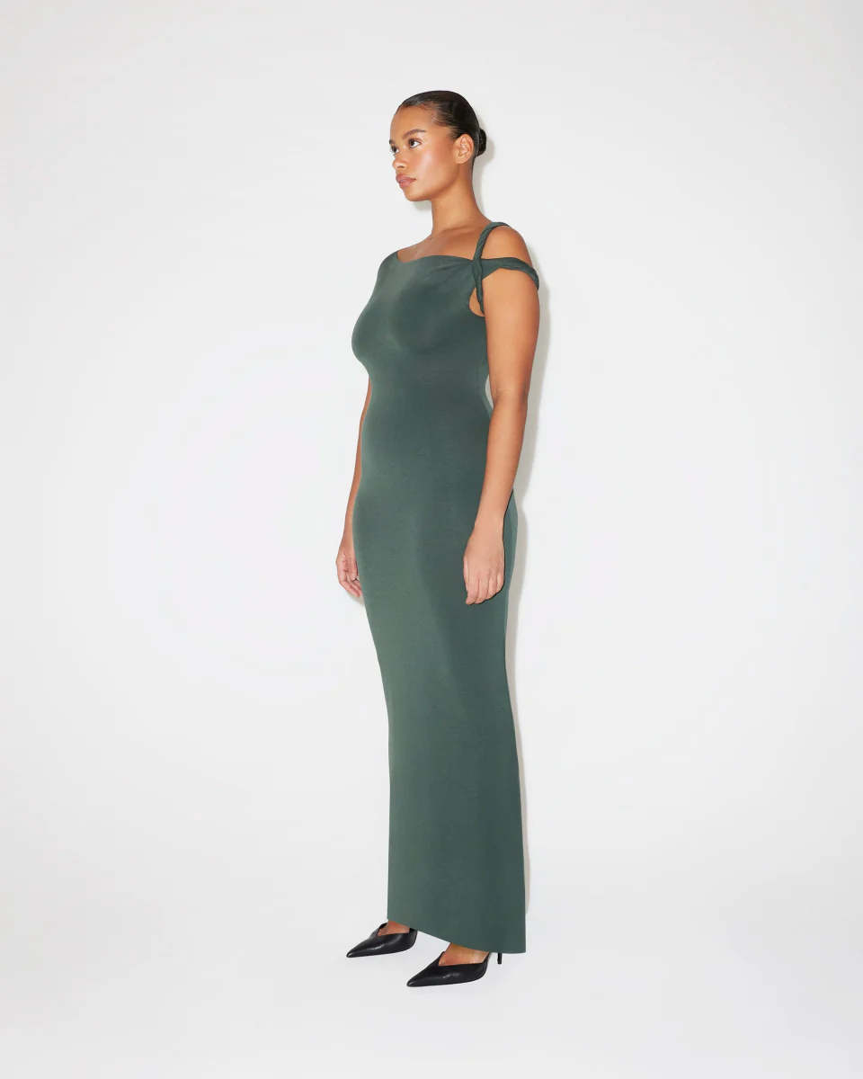Sueded Stretch Twist Maxi Dress | Evergreen - Image 4