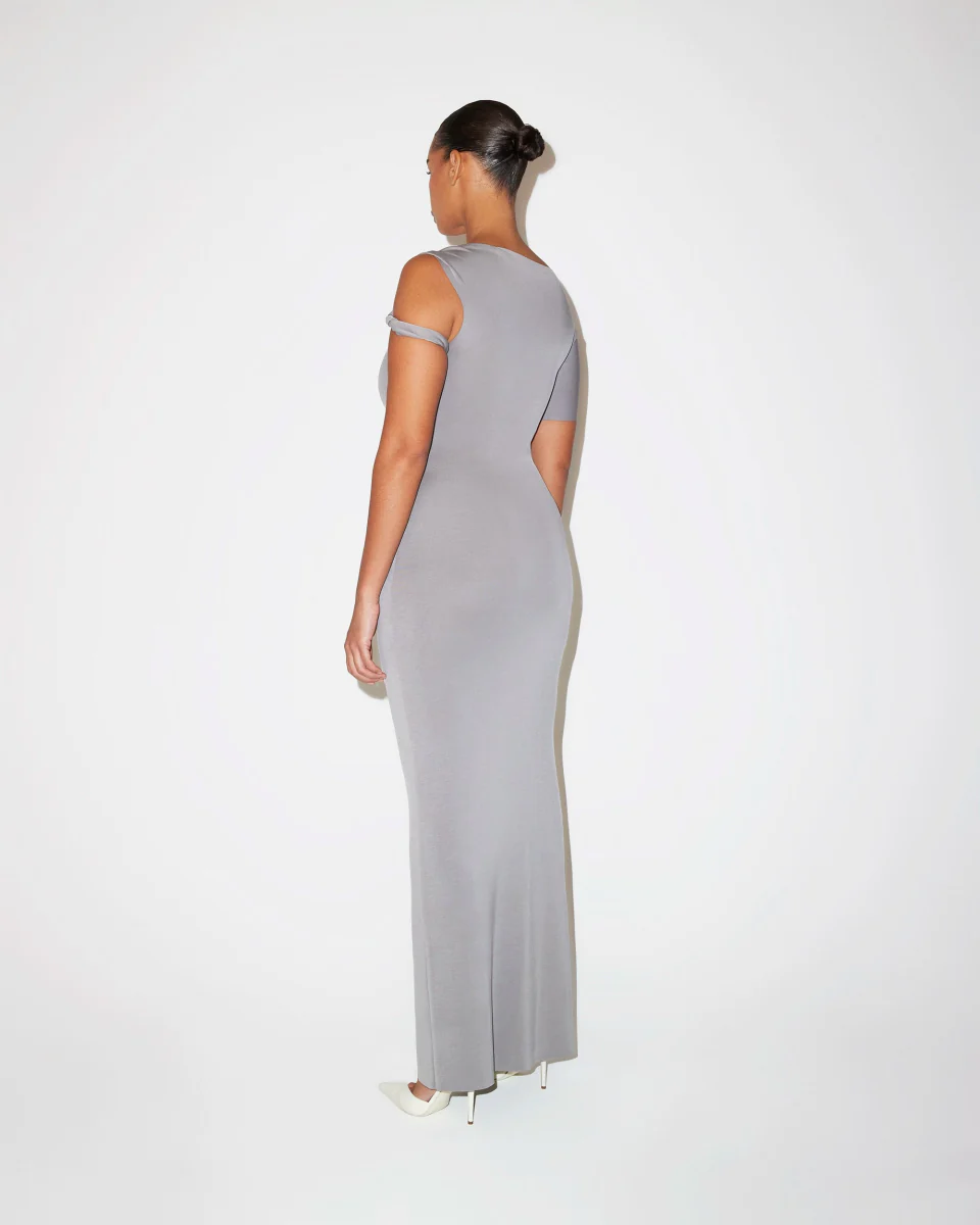 Sueded Stretch Twist Maxi Dress | Steel Grey - Image 5