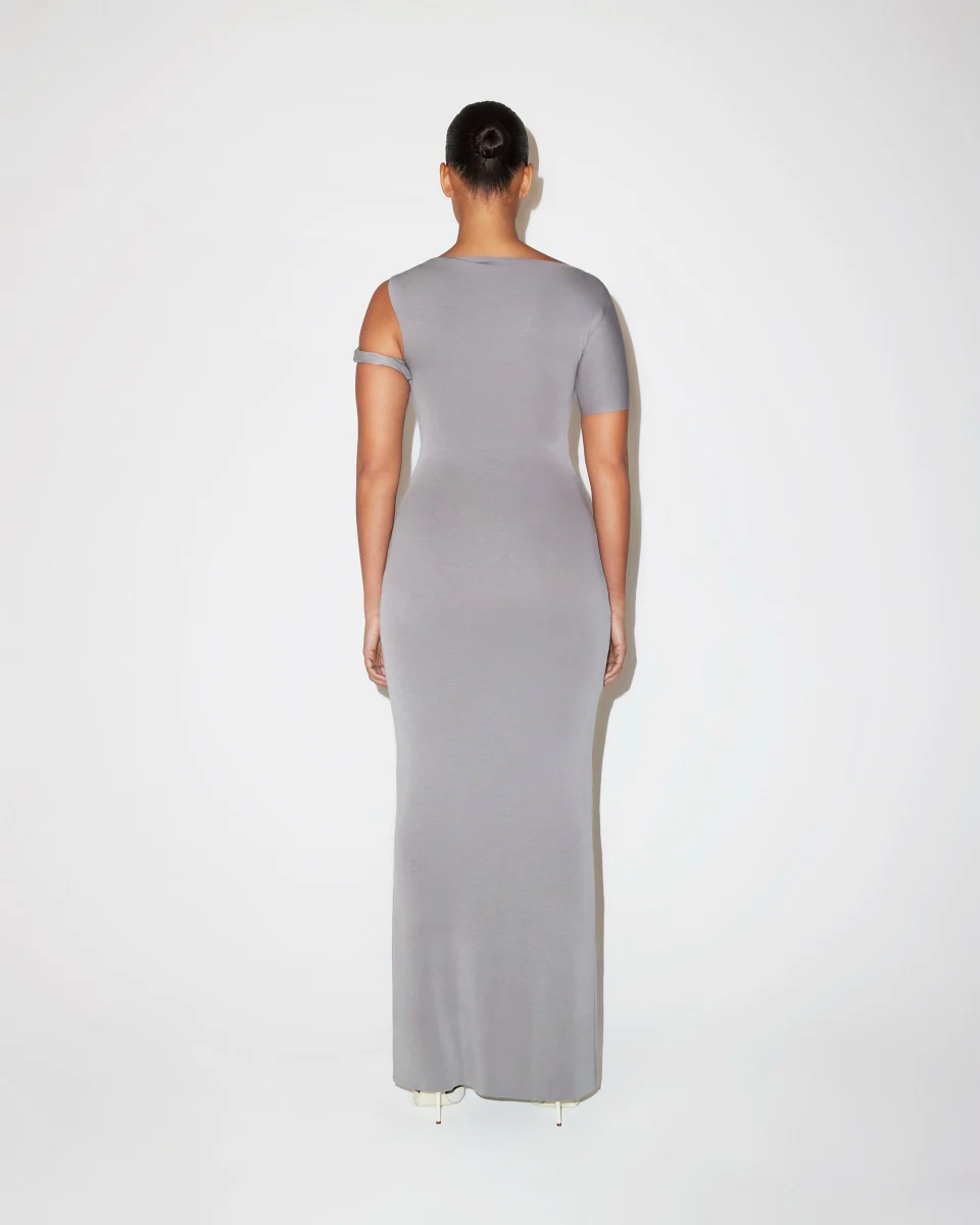 Sueded Stretch Twist Maxi Dress | Steel Grey - Image 6