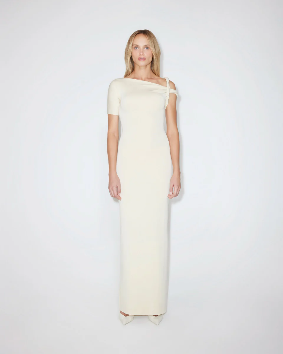 Sueded Stretch Twist Maxi Dress | Stone - Image 3